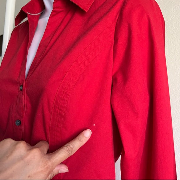 Express Women Red Button-Down Shirt "The Essentials Shirt" Long Sleeve, XS size - Picture 10 of 10